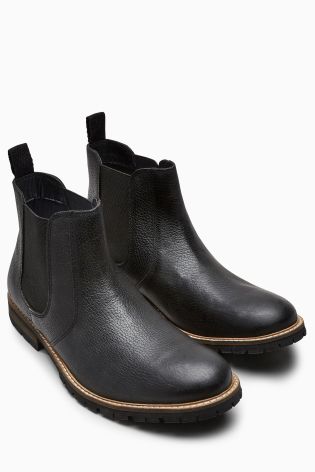 Black Leather Chelsea Boot